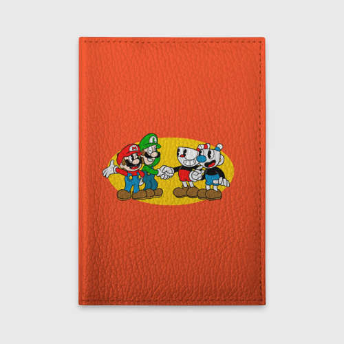 Обложка для автодокументов Cuphead x Mario, цвет оранжевый