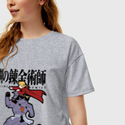 Женская футболка хлопок Oversize Стальные алхимики Элрик собака - фото 2