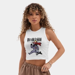 Женская укороченная майка-топ хлопок Стальные алхимики Элрик собака - фото 2