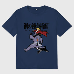 Женская футболка хлопок Oversize Стальные алхимики Элрик собака