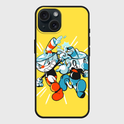 Чехол силиконовый для Apple iPhone 15 матовый Cuphead bros