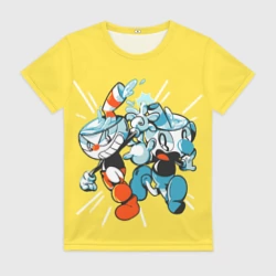 Женская футболка 3D Cuphead bros