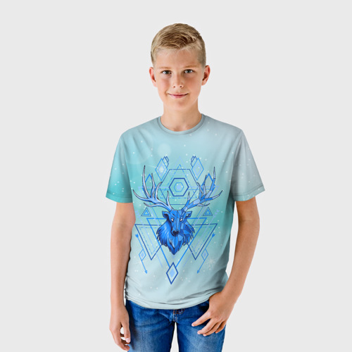 Детская футболка 3D с принтом Олень, фото на моделе #1