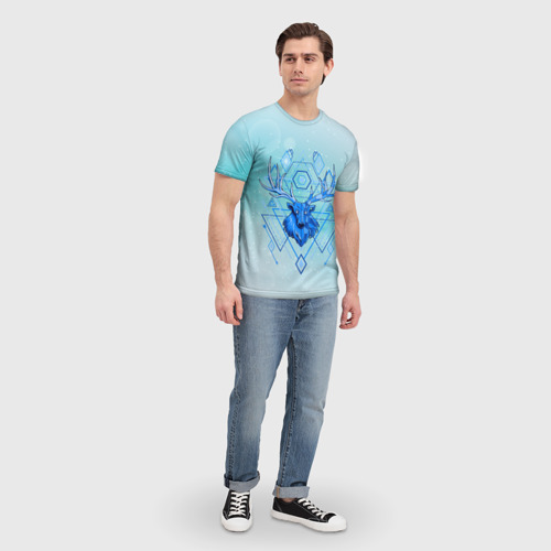 Мужская футболка 3D с принтом Олень, вид сбоку #3