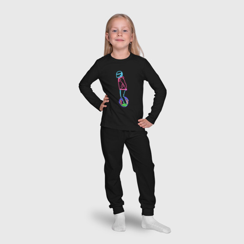Детская пижама с лонгсливом хлопок Neon Unicycle Неоновый байк, цвет черный - фото 7