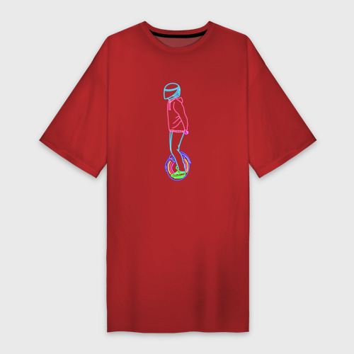 Платье-футболка хлопок Neon Unicycle Неоновый байк, цвет красный