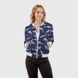 Женский бомбер 3D Акулы разные - фото 2