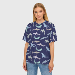 Женская футболка oversize 3D Акулы разные - фото 2
