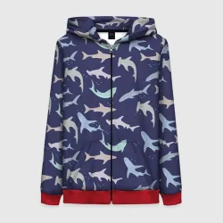 Женская толстовка 3D на молнии Акулы разные