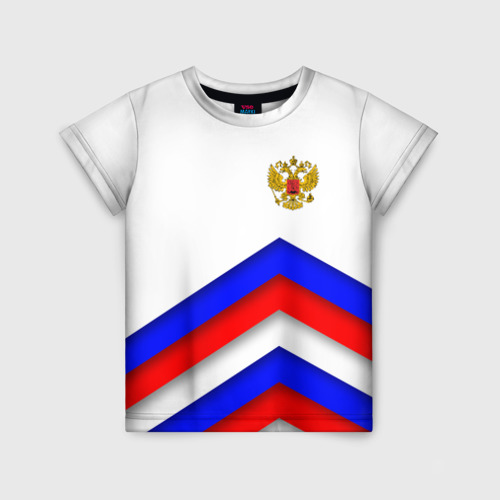 Детская футболка 3D с принтом РОССИЯ | ФОРМА | АБСТРАКТНЫЙ, вид спереди #2