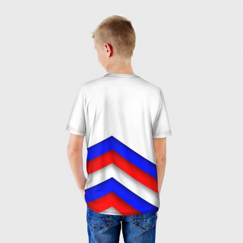 Детская футболка 3D с принтом РОССИЯ | ФОРМА | АБСТРАКТНЫЙ, вид сзади #2