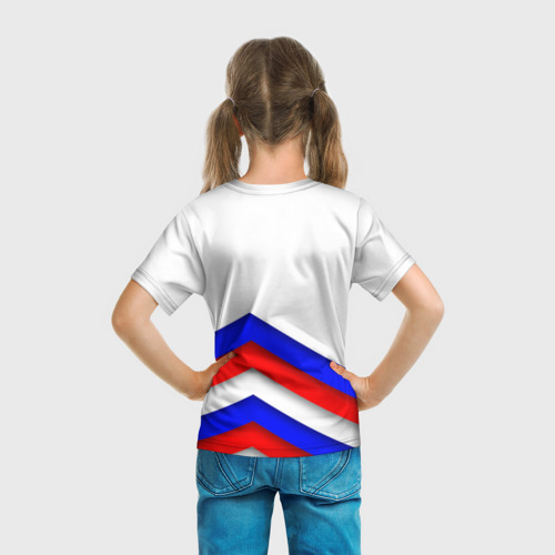 Детская футболка 3D с принтом РОССИЯ | ФОРМА | АБСТРАКТНЫЙ, вид сзади #2