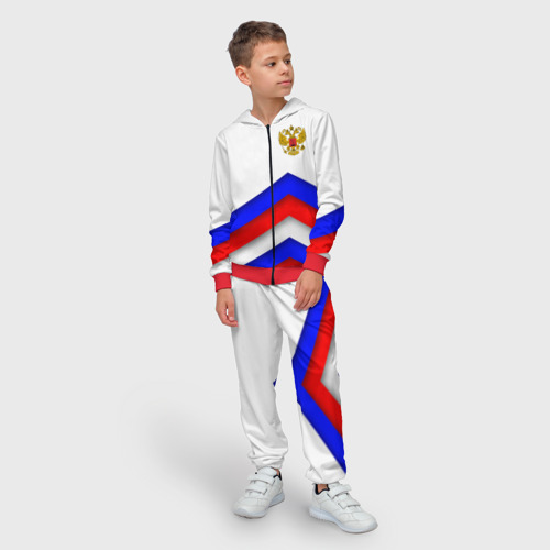 Детский 3D костюм с принтом РОССИЯ | ФОРМА | АБСТРАКТНЫЙ, фото на моделе #1