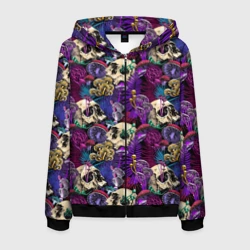 Мужская толстовка 3D на молнии Психоделика - черепа и грибы