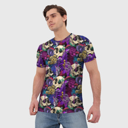 Мужская футболка 3D Психоделика - черепа и грибы - фото 2