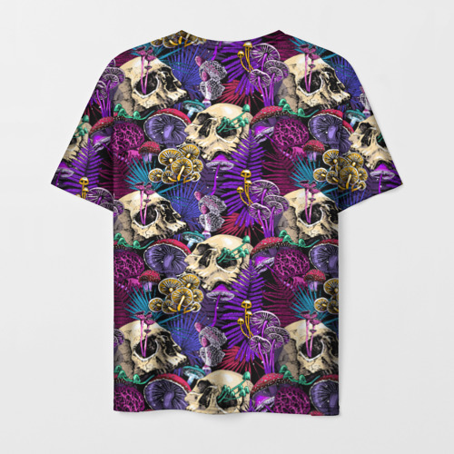 Мужская футболка 3D Психоделика - черепа и грибы, цвет 3D печать - фото 2