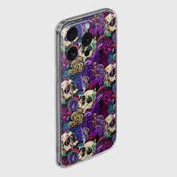 Чехол для iPhone 15 Pro Max силиконовый с защитой камеры Психоделика - черепа и грибы - фото 2