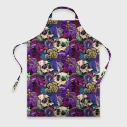 Фартук 3D Психоделика - черепа и грибы