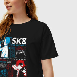 Женская футболка хлопок Oversize SK8 the Infinity. Рэки и Ланга - фото 2