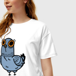 Женская футболка хлопок Oversize Смешной голубь мем - фото 2