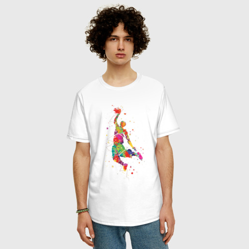 Мужская футболка хлопок Oversize Basketball Player, цвет белый - фото 3