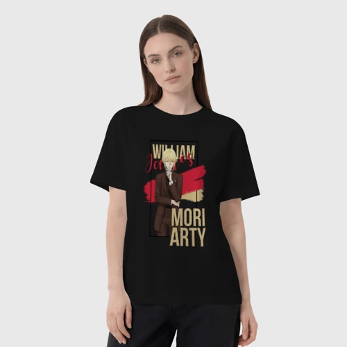 Женская футболка хлопок Oversize с принтом 2939881, фото на моделе #1