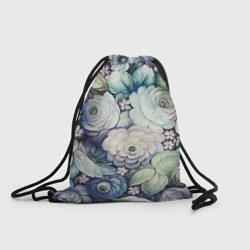Рюкзак-мешок 3D Цветы на синем фоне