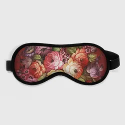 Маска для сна 3D Цветы на красном фоне