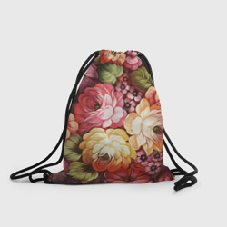 Рюкзак-мешок 3D Цветы на красном фоне