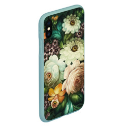 Чехол для iPhone XS Max матовый Цветы на зеленом фоне - фото 2