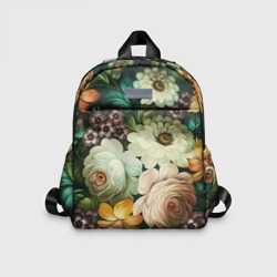 Детский рюкзак 3D Цветы на зеленом фоне