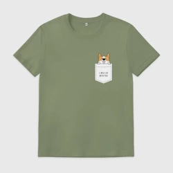 Мужская футболка хлопок Корги в кармане 02