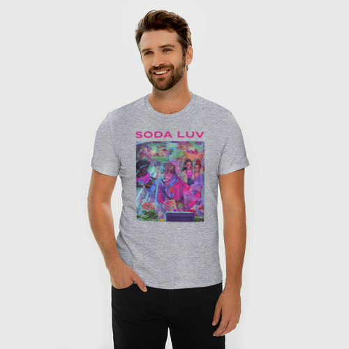 Мужская футболка хлопок Slim Soda Luv, цвет меланж - фото 3