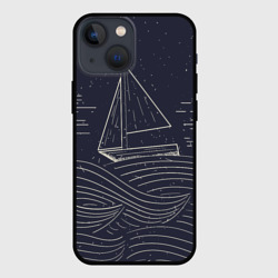 Чехол для iPhone 13 mini Одинокий корабль в море