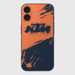 Чехол для iPhone 16 силиконовый с защитой камеры KTM гранж