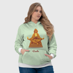 Толстовка с принтом The Dude meditation для женщины, вид на модели спереди №4. Цвет основы: белый