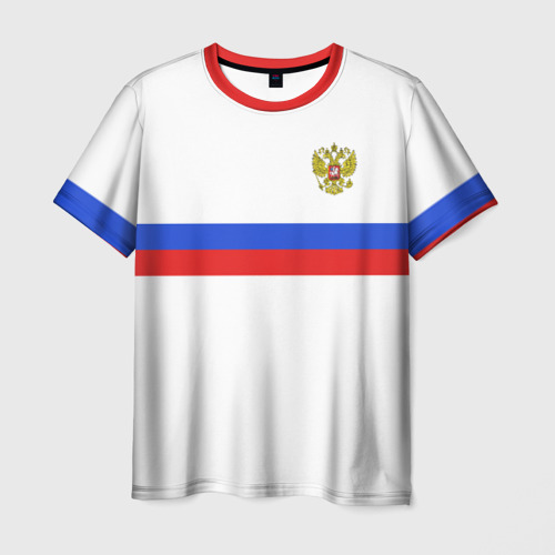 Мужская футболка с принтом Сборная России гостевая форма, вид спереди №1