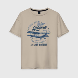 Женская футболка хлопок Oversize Крылья над Сибирью