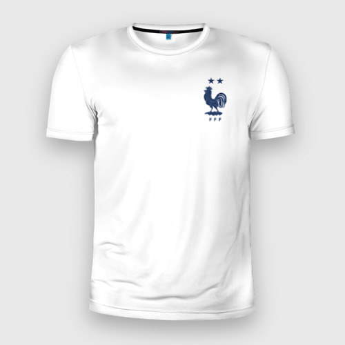 Мужская футболка 3D Slim с принтом Форма сборной Франции гостевая, вид спереди #2