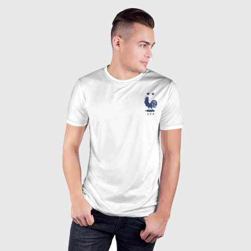 Мужская футболка 3D Slim с принтом Форма сборной Франции гостевая, фото на моделе #1