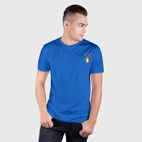 Мужская футболка 3D Slim с принтом Форма сборной Италии, фото на моделе #1