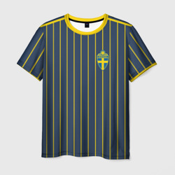 Выездная форма Сборной Швеции – Футболка с полной запечаткой с принтом купить со скидкой в -29%