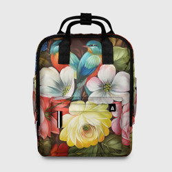 Женский рюкзак 3D Две птички и цветы