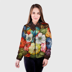 Женская куртка 3D Две птички и цветы - фото 2