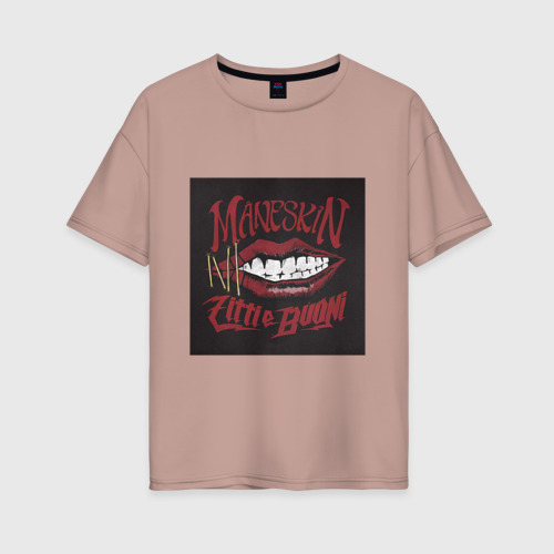 Женская футболка хлопок Oversize Maneskin, цвет пыльно-розовый