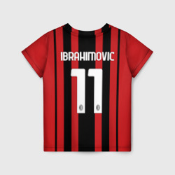 Футболка с принтом Ибрагимович Милан 2021-2022 для ребенка, вид сзади №1. Цвет основы: белый