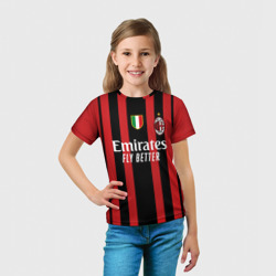 Футболка с принтом Ибрагимович Милан 2021-2022 для ребенка, вид на модели спереди №3. Цвет основы: белый