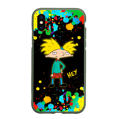 Чехол для iPhone XS Max матовый Эй, Арнольд! Hey, Arnold, цвет темно-зеленый