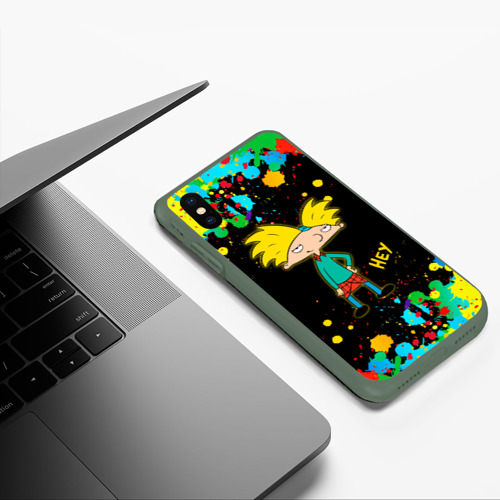 Чехол для iPhone XS Max матовый Эй, Арнольд! Hey, Arnold, цвет темно-зеленый - фото 5