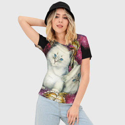 Женская футболка 3D Slim Два котенка - фото 2